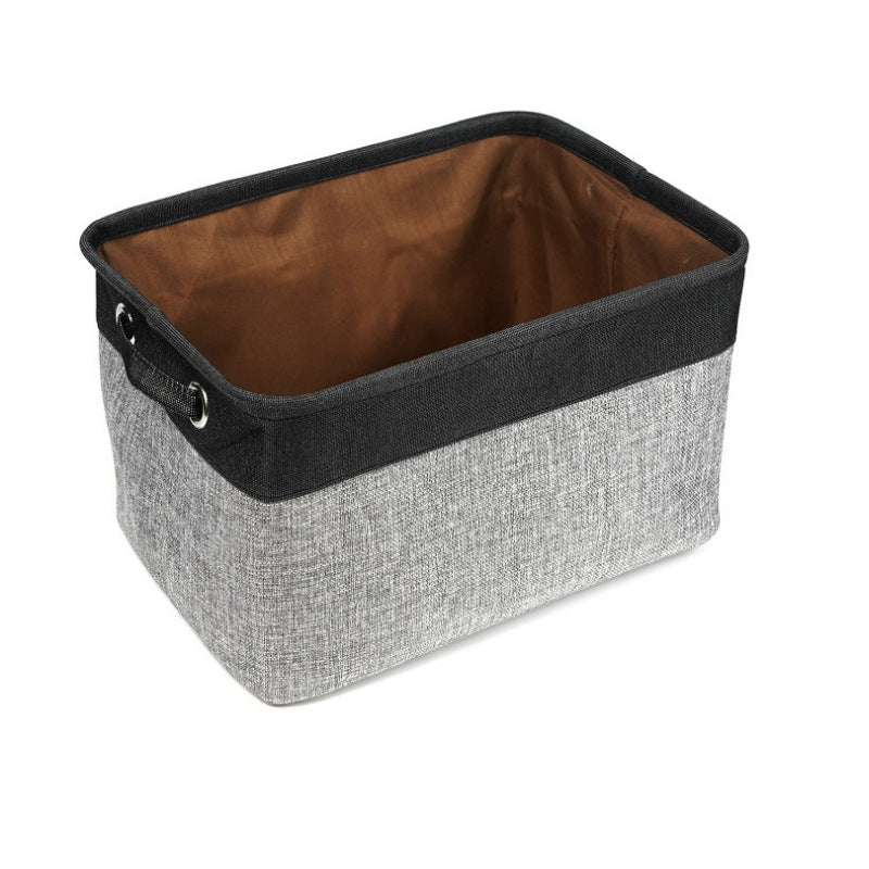 Foldable linen toy basket for organizing pet essentials