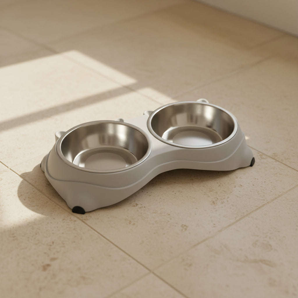 Removable stainless steel feeding bowls for cats and small dogs