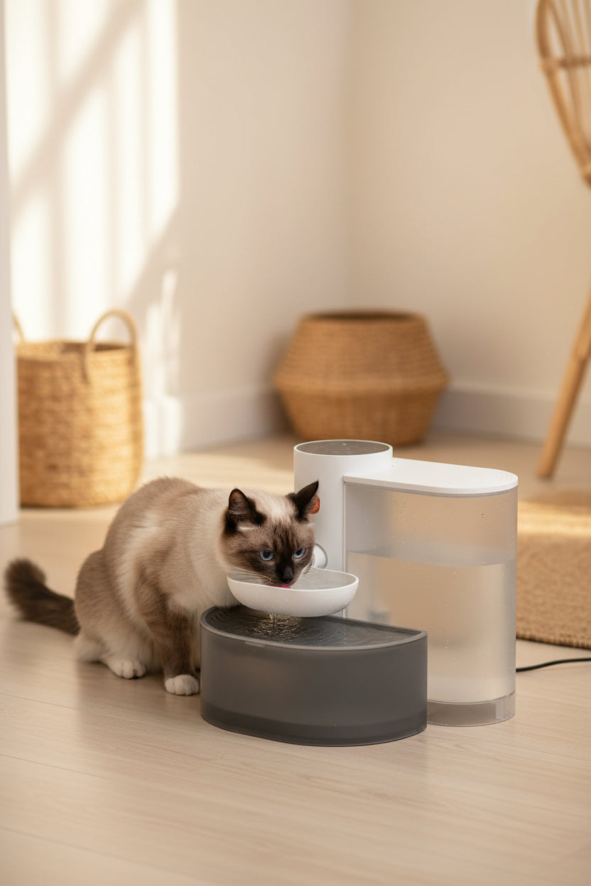 Rechargeable pet water dispenser with touch controls and USB-C charging