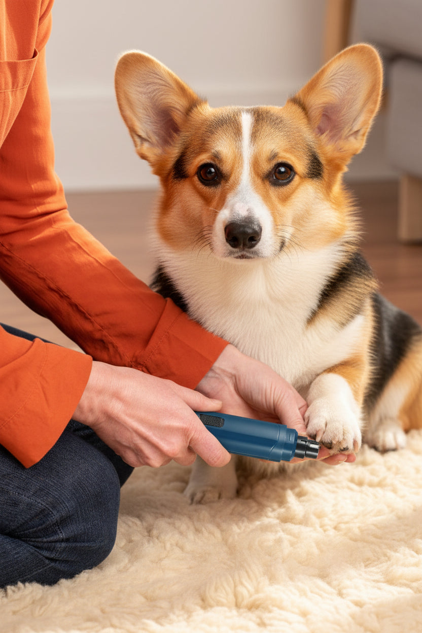Quiet pet nail grinder with two speed settings and USB charging