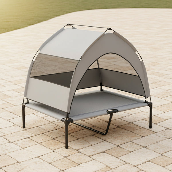 Elevated Outdoor Dog Bed with Removable Sun Canopy