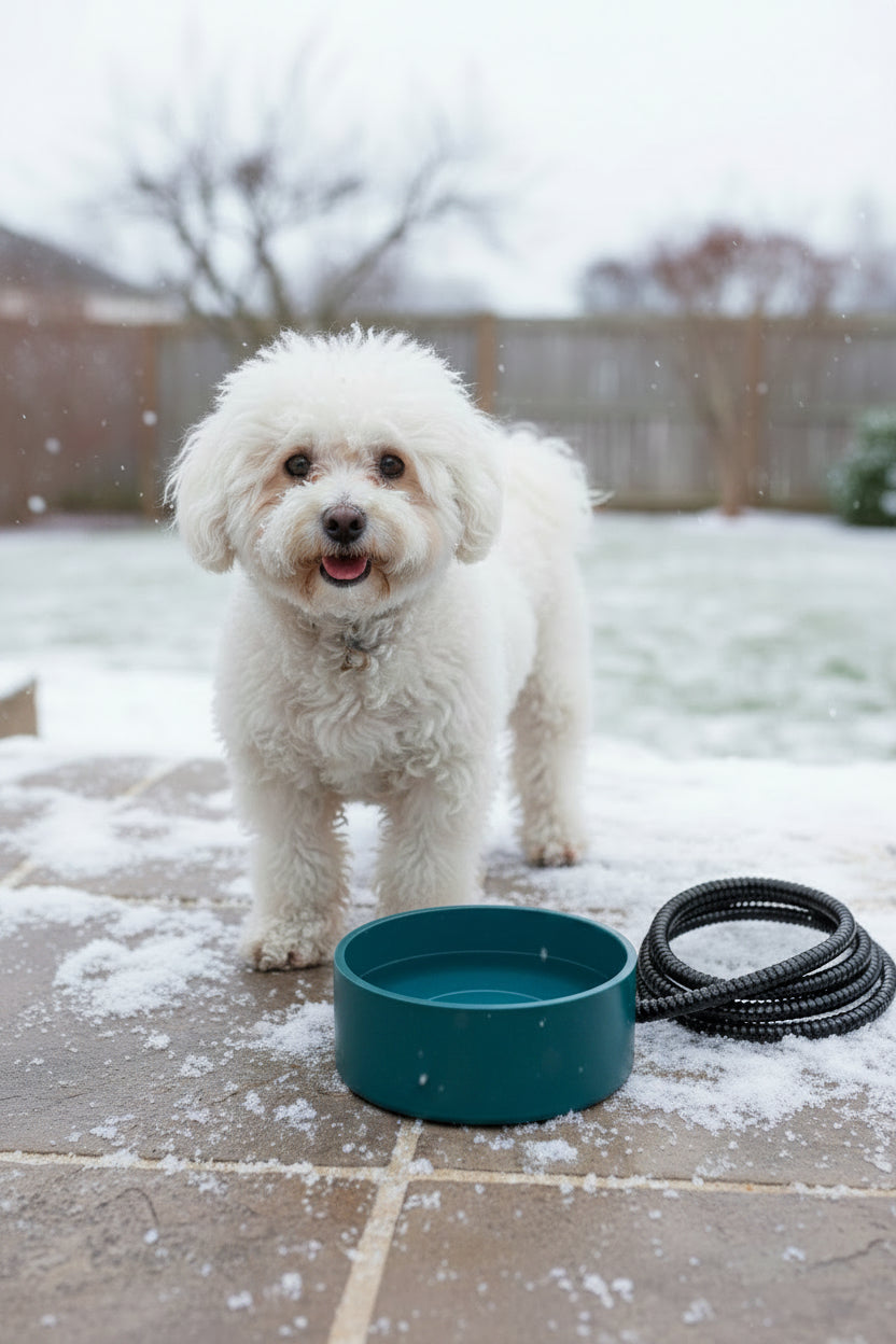 Seventy-four-ounce electric water bowl designed to prevent freezing