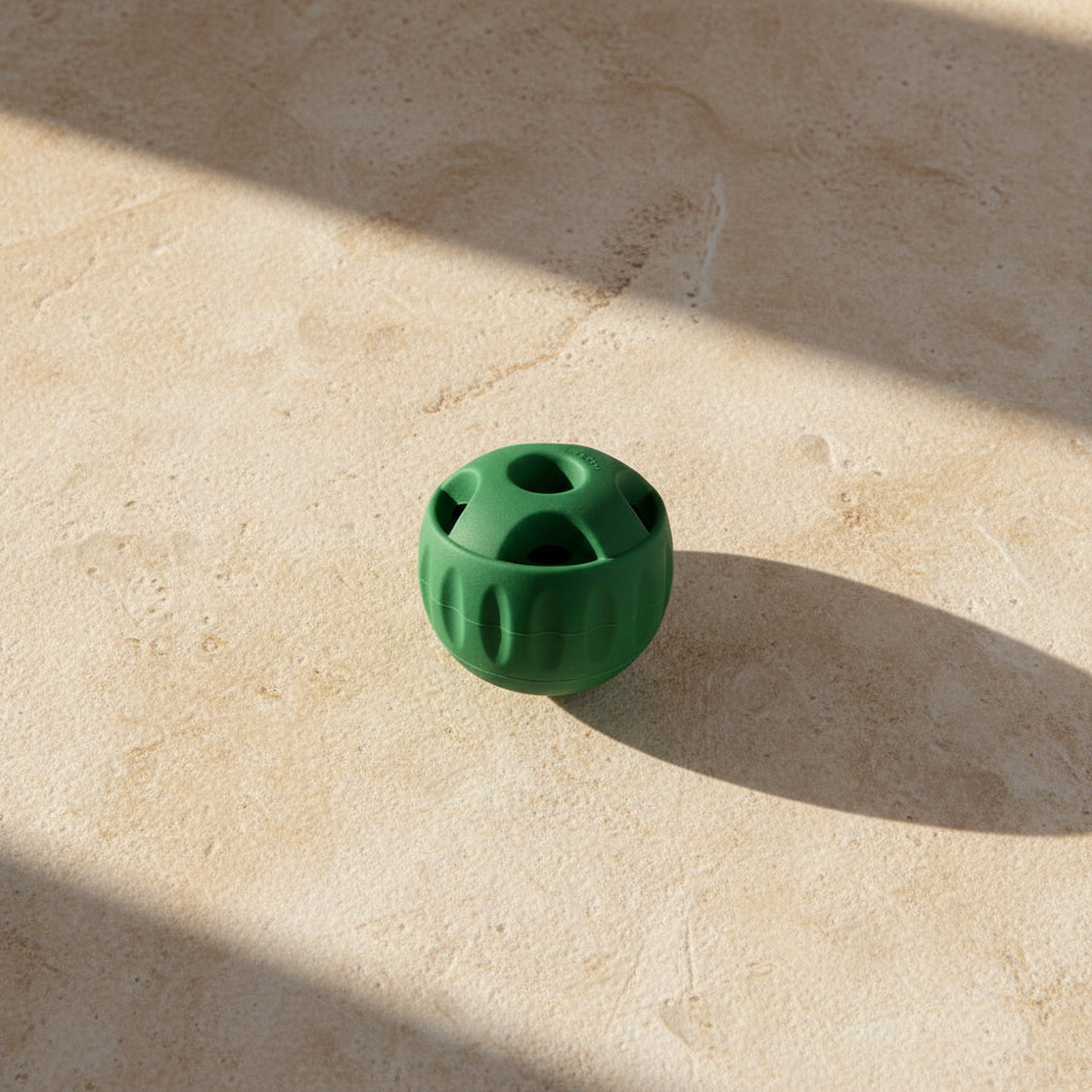 Silicone slow feeder treat ball for interactive dog enrichment